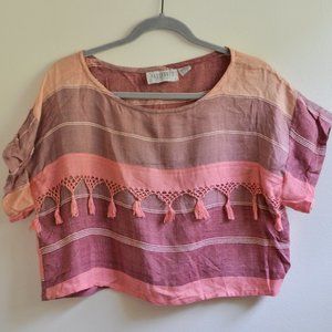 NWT VINTAGE RARE Pier One Imports Passports Madras 2 Piece Shirt & Skirt Boho L